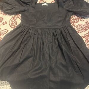 100% Linen mini puff sleeve dress